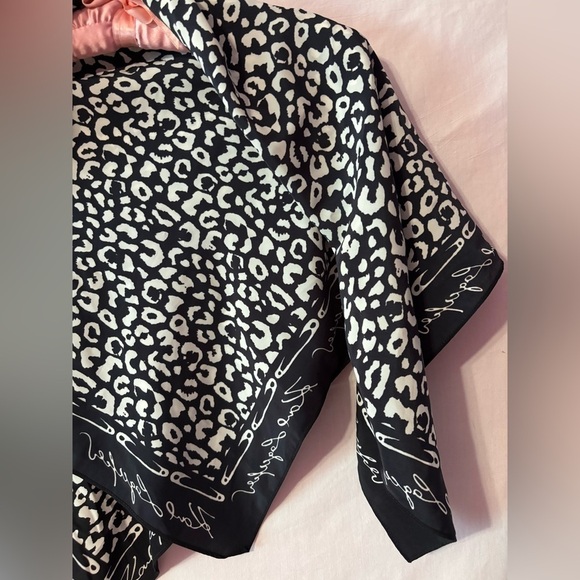 Karl Lagerfeld Black and White Leopard Print Scarf - Picture 8 of 8